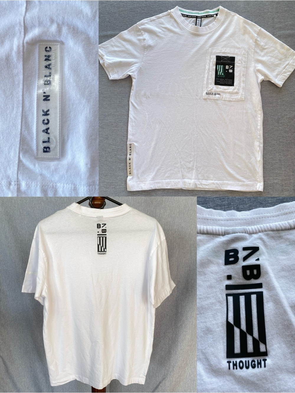 BLACK N' BLANC | White Pocket Graphic Tee for Men